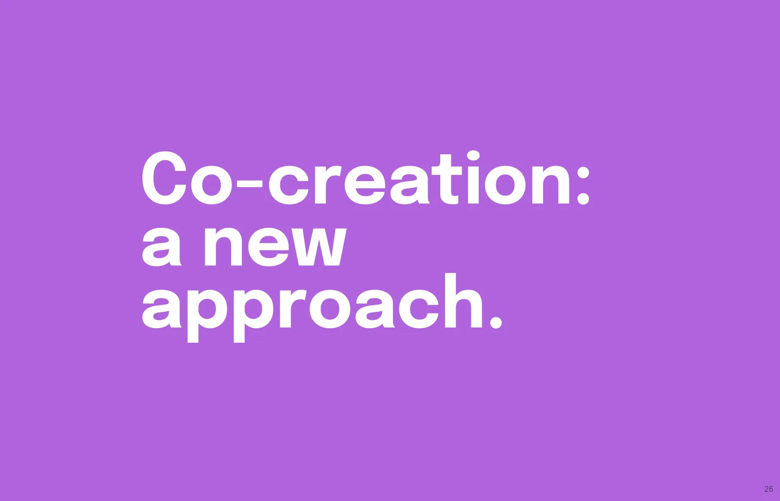 A playbook section opener: co-creation, a new approach