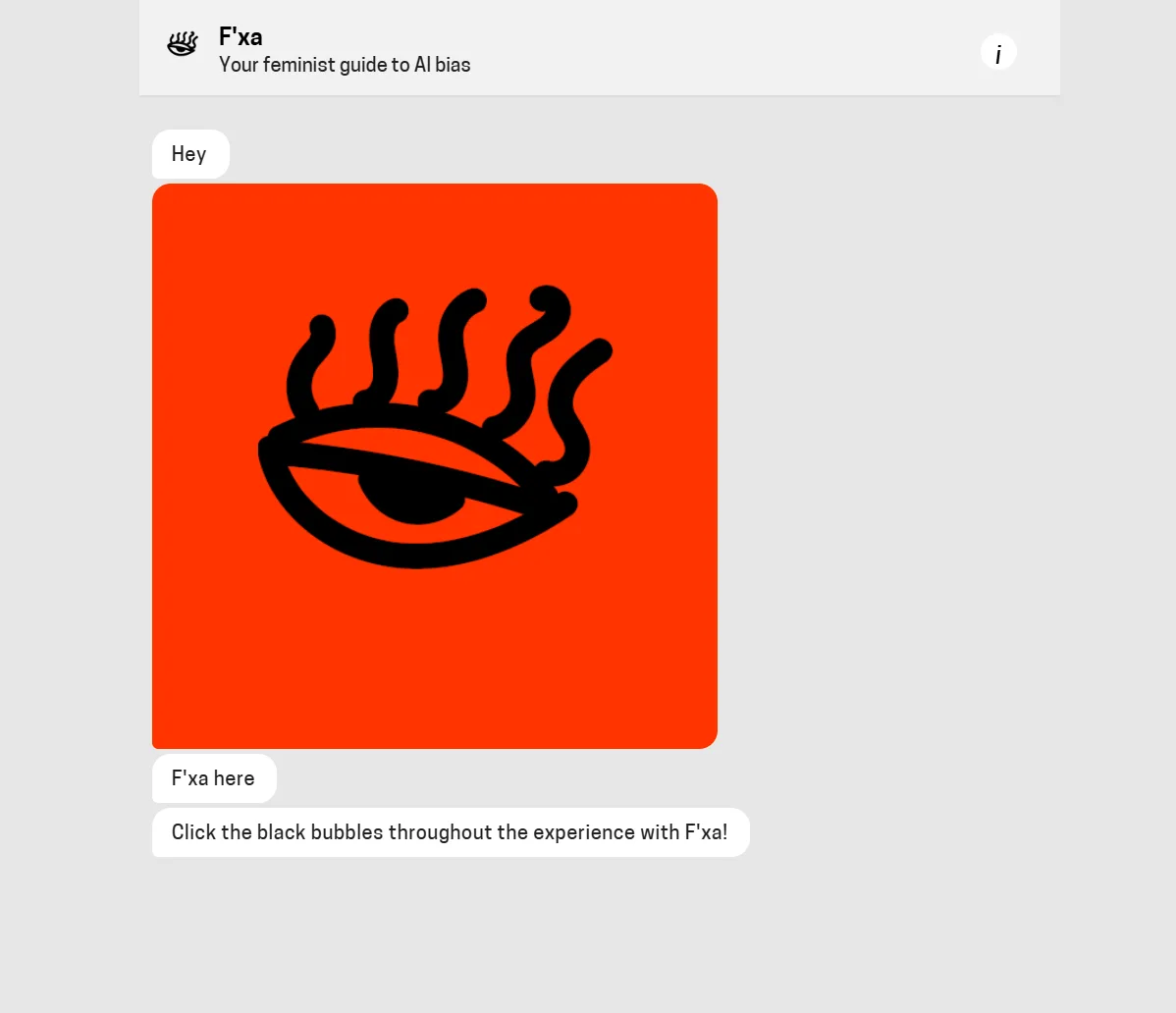 The F’xa chat interface, your feminist guide to AI bias