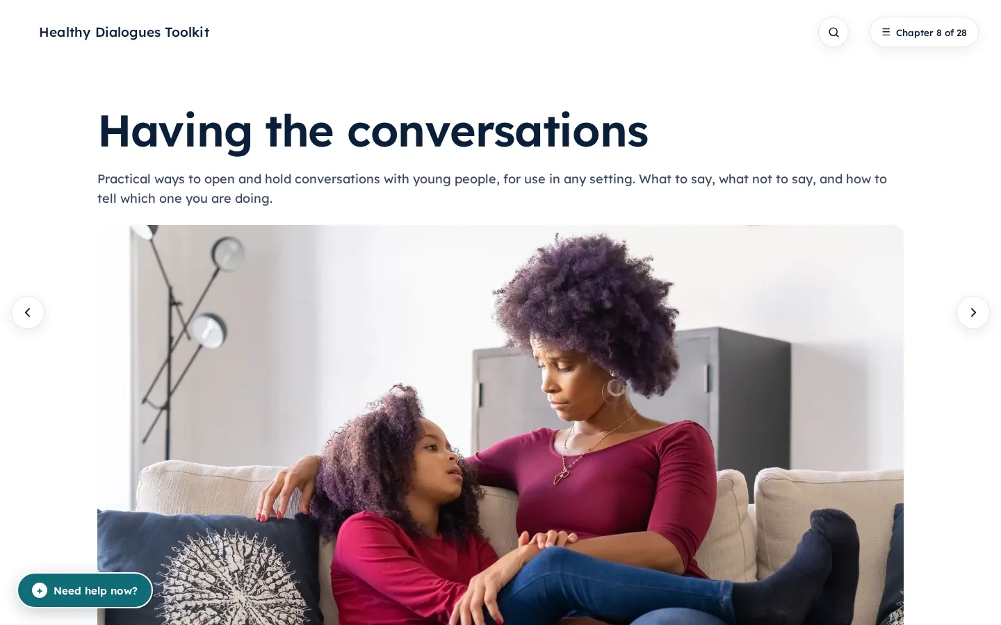 Having the conversations, one of the 28 chapters