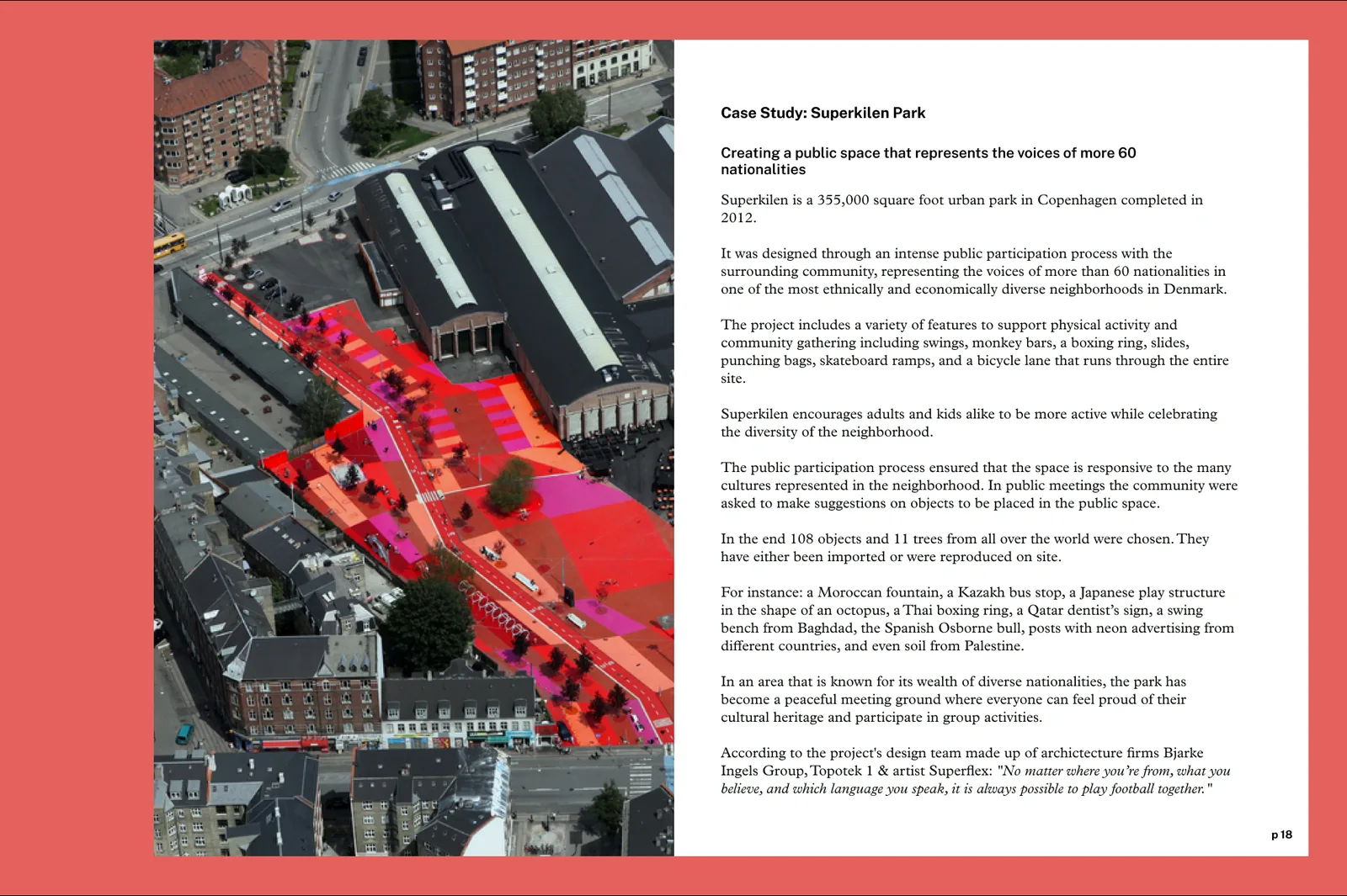 Toolkit case study spread on Superkilen Park in Copenhagen